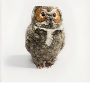 Plush Owl Toy for Small Pets - Gray and White